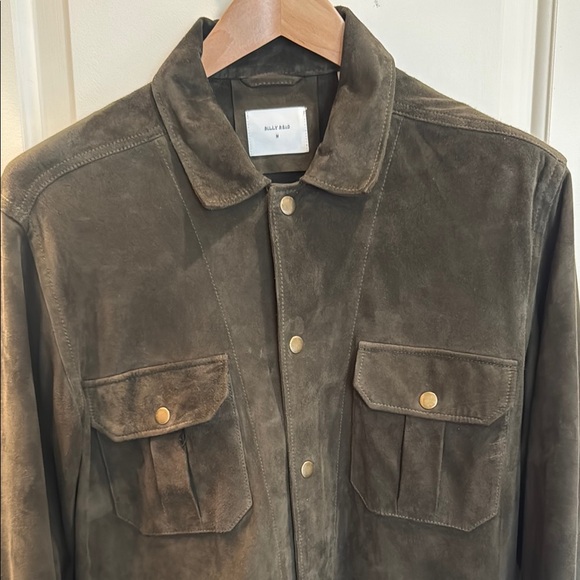 Billy Reid Dark Moss Suede Safari Jacket - Picture 1 of 5